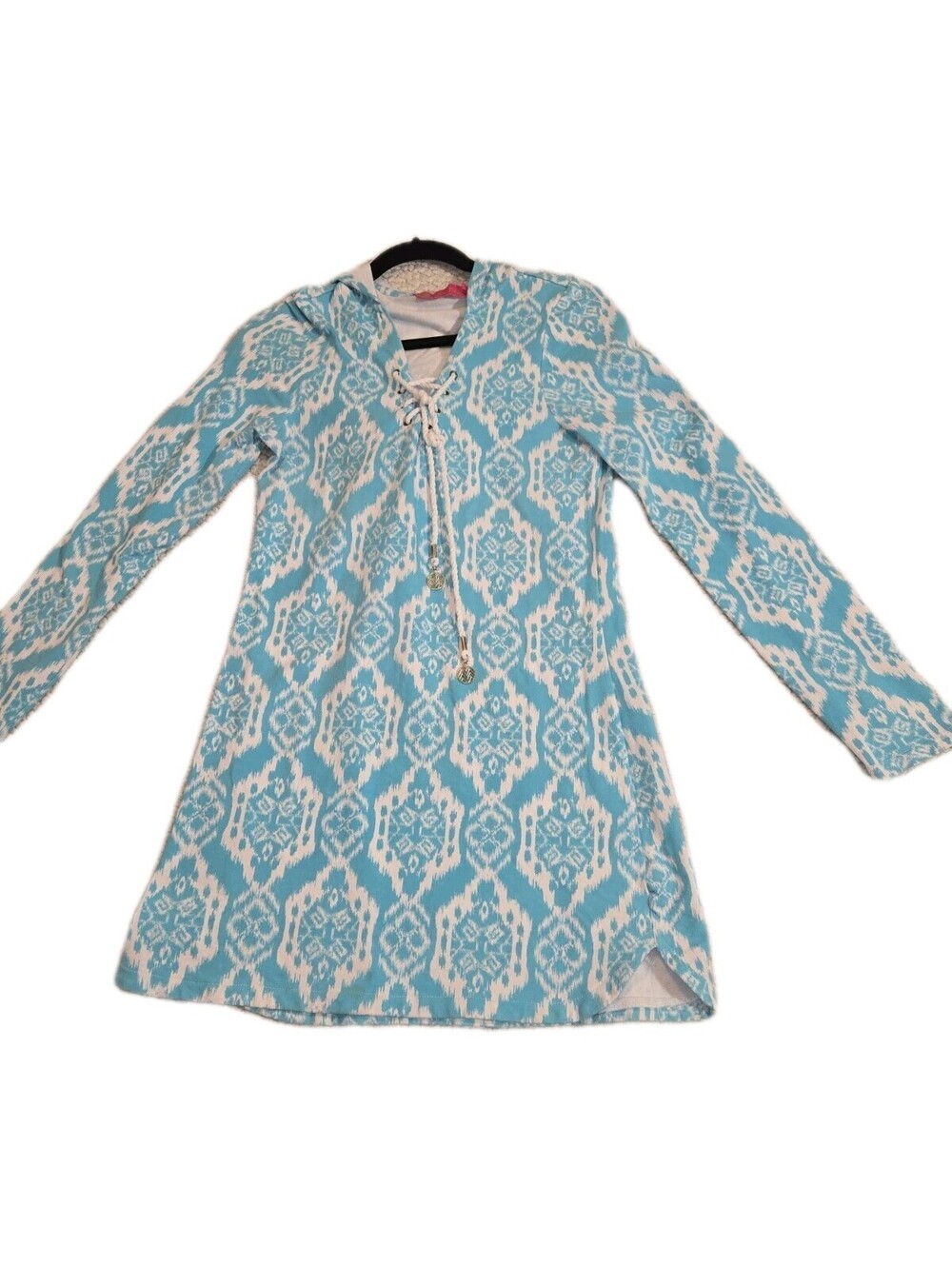 margaret josephs macbeth collection Hooded Swim Suit Cover Turquoise Long Sleeve